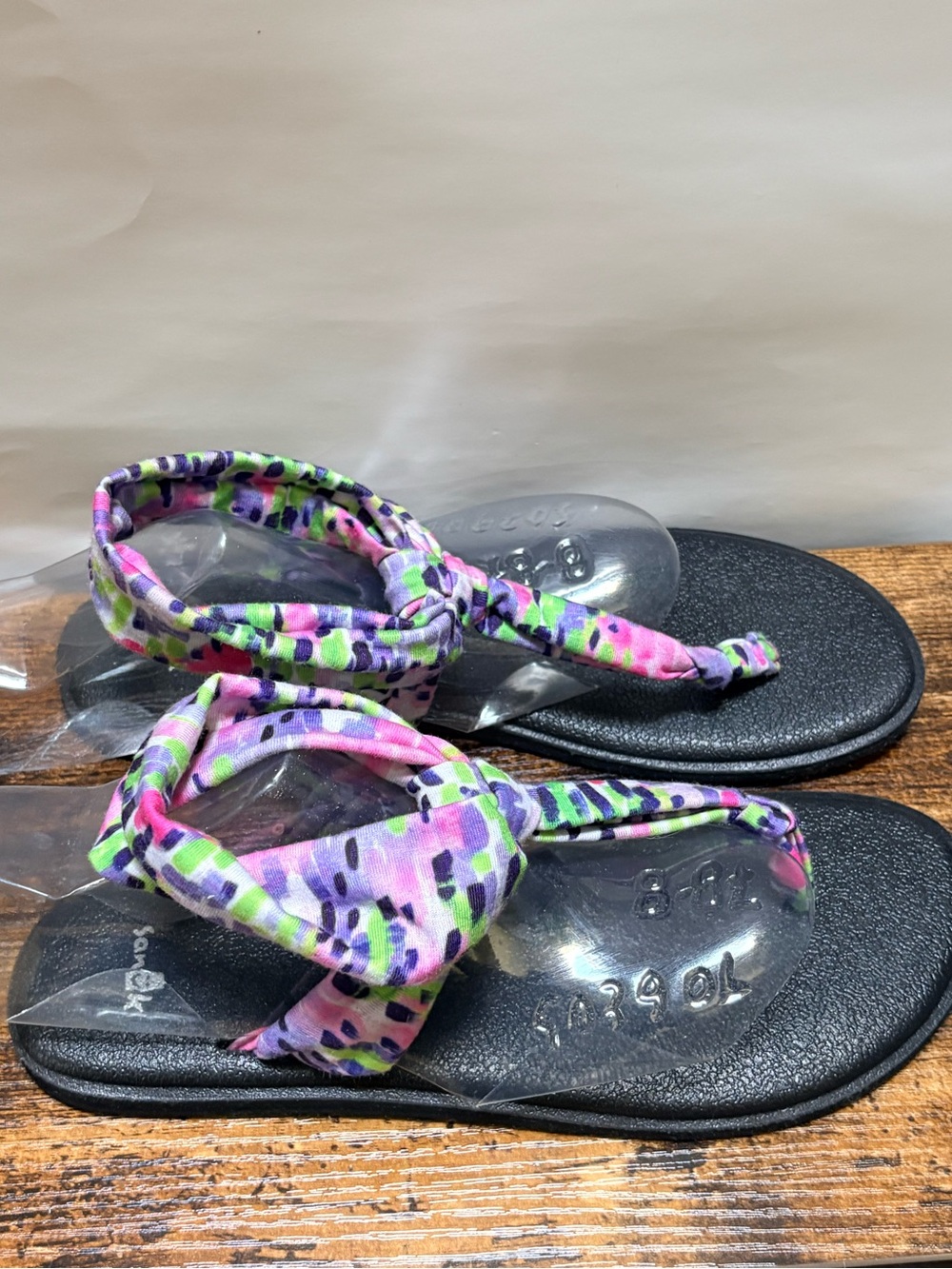 Sanuk | Yoga Sling Colorful "Ella" Print Slip-On Sandals - 8, Pink/Purple/Lime - Picture 3 of 8